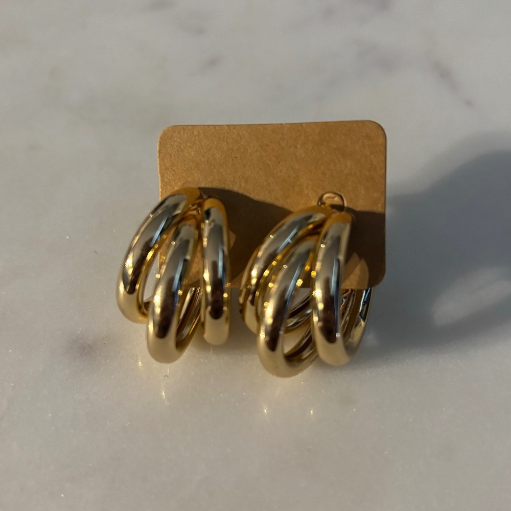NEW - Triple Gold Hoop Earrings